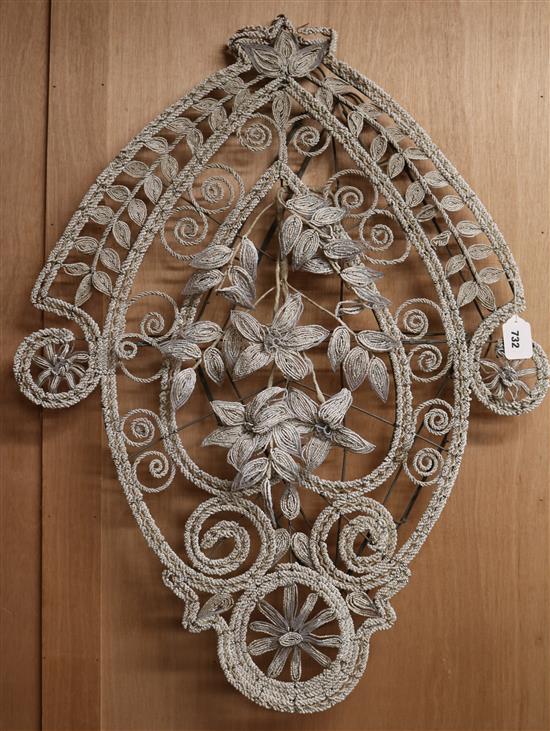 A French floral beadwork display, H.90cm